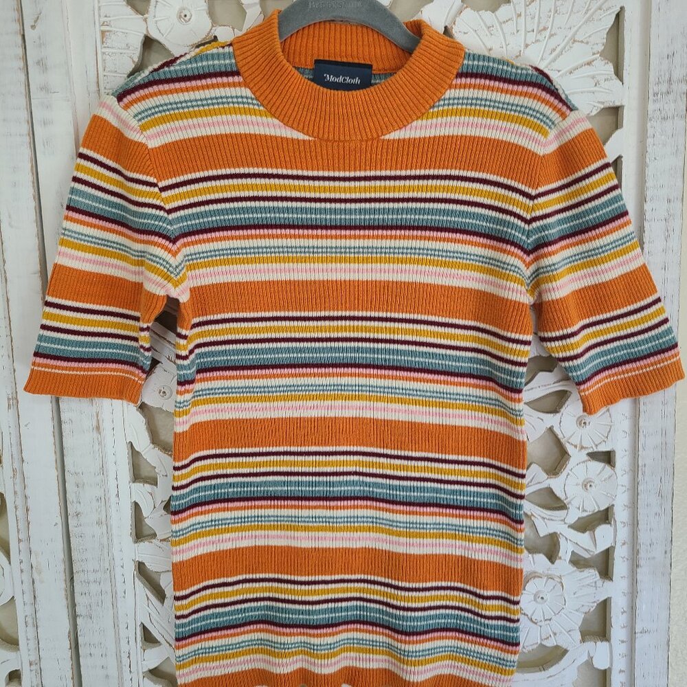 Women's Modcloth Large Striped 100% Cotton Shirt